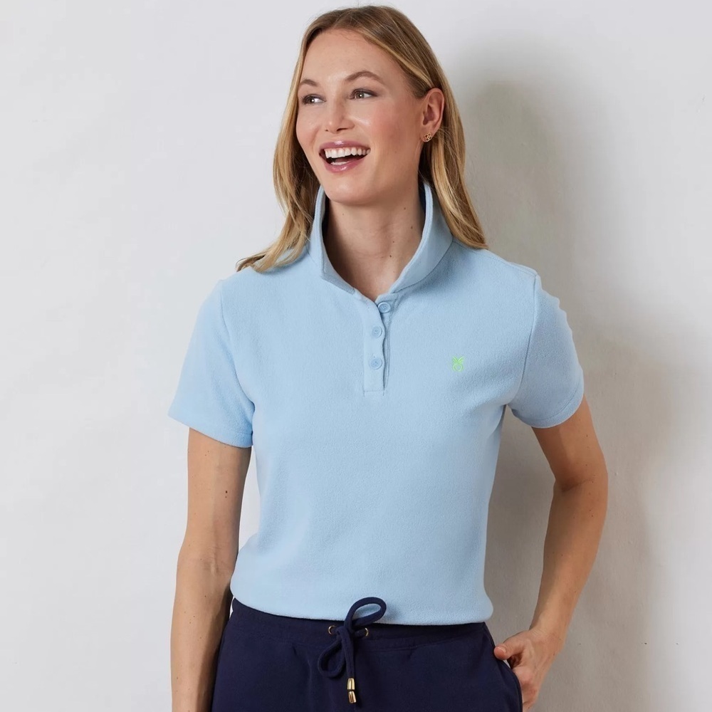 Dudley Stephens Light Blue Terry Fleece Short Sleeve Pinkney Polo Size Small